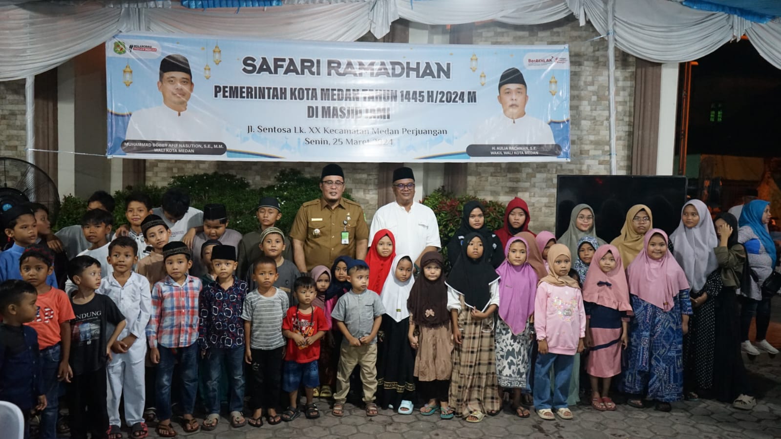 Safari Ramadhan Pemerintah Pemerintah Kota Medan Tahun 1445 H / 2024 M di Masjid Jami’ Sentosa Kecamatan Medan Perjuangan pada Senin Sore (25/03).